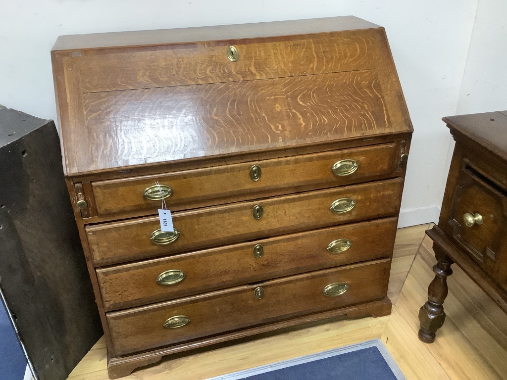 A late 18th century oak bureau